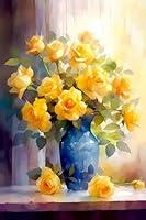 Algopix Similar Product 7 - JOEAUEN DIY Yellow Roses in Glass Vase