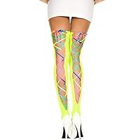 Algopix Similar Product 17 - Music Legs Neon Green  Rainbow Laced