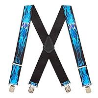 Algopix Similar Product 2 - SuspenderStore Mens BLUE FLAMES 2Inch