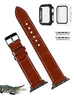 Algopix Similar Product 11 - Light Brown Flat Crocodile Leather Band