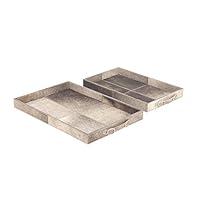 Algopix Similar Product 6 - Benzara Wooden Leather Gray Set of 2