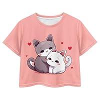 Algopix Similar Product 12 - Pointodoor Girls Cat Shirt Summer Crop