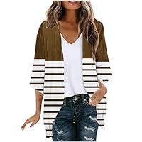 Algopix Similar Product 2 - Womens Striped 34 Sleeve Cardigans