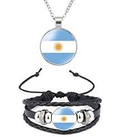 Algopix Similar Product 8 - QTAOEIONG Argentina Flag Metal Necklace