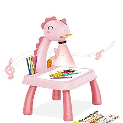 Kids Drawing Tracing Desk Art Tracing Projector Kids Drawing Projector With  Light & Music Child For Toddler Paint Learning Toys Pink 