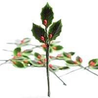 Algopix Similar Product 14 - Package of 48 Lacquered Holly Leaves