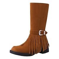 Algopix Similar Product 11 - Womens Boots Vintage Casual Flat Fringe