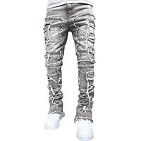 Algopix Similar Product 10 - Y2k Stacked Jeans Men Hip Hop Pants