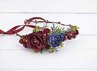 Algopix Similar Product 3 - Burgundy Navy Flower Crown Marsala Blue