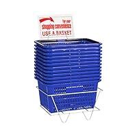 Algopix Similar Product 6 - Blue Shopping Baskets with Stand  Set