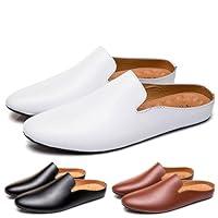 Algopix Similar Product 19 - Mens Leather Simple Flat Casual Mule