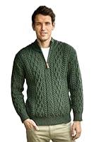 Algopix Similar Product 14 - Aran Crafts Zip Neck Aran Jacket Army