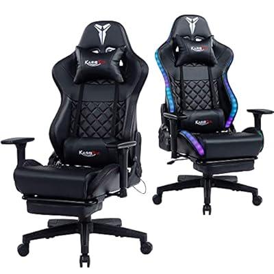 Black Leather Gaming Chair with Footrest Big and Tall Gamer Chair