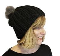 Algopix Similar Product 3 - Black Chunky Beanie Hat with Faux Fur