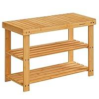 Algopix Similar Product 7 - SONGMICS Shoe Rack Bench 3Tier Bamboo