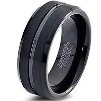 Algopix Similar Product 16 - Tungsten Wedding Band Ring 8mm for Men