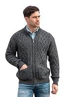 Algopix Similar Product 16 - Aran Crafts Mens Zip Cardigan Charcoal