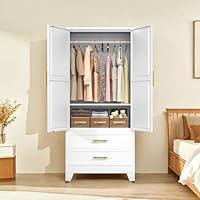 Algopix Similar Product 8 - PAOFIN White 71 Metal Armoire Wardrobe