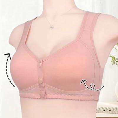  Front Button Breathable Skin-Friendly Cotton Bra,Front