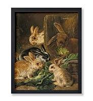 Algopix Similar Product 14 - Monem Art Vintage Rabbits Painting