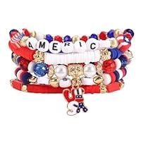 Algopix Similar Product 4 - Lonext American Flag Beaded Bracelet