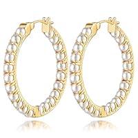 Algopix Similar Product 7 - CHLO LOVETT Pearl Earrings Pearl Hoop