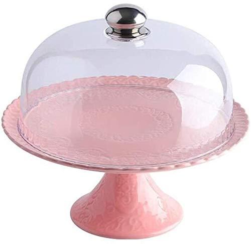 Rotating Cake Stand with Clear Acrylic Dome Lid, Turntable Base, Display Server Tray for Kitchen,Birthday Parties,Weddings,Baking Gifts,Acacia Wood