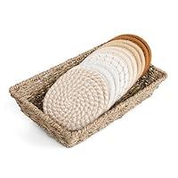 Algopix Similar Product 9 - Drink Coasters  Seagrass Basket Holder