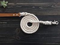 Algopix Similar Product 9 - Ivory Rope Dog Leash with Leather