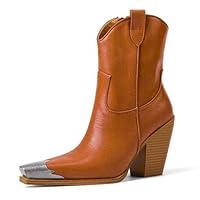 Algopix Similar Product 3 - HoanTiai Womens Western Ankle Boots