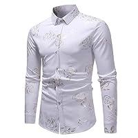 Algopix Similar Product 16 - Mens Rose Print Shirt Long Sleeve