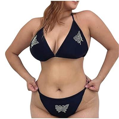 Best Deal for Plus Size Sequin Bikini Sets for Women Sexy Push Up Padded