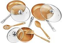 Algopix Similar Product 15 - Complete set of 9 pc Copper Frying Pan