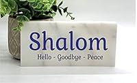Algopix Similar Product 6 - Shalom Sign  Real Stone Personalized