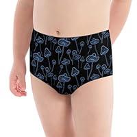 Algopix Similar Product 18 - Blue Glowing Mushrooms Girls Underwear