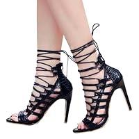 Algopix Similar Product 6 - ZBYY Womens Lace up Heels Sandals Sexy