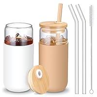Algopix Similar Product 18 - 20 OZ Glass Cups with Bamboo Lids and