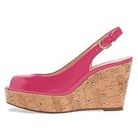 Algopix Similar Product 9 - FSJ Women Peep Toe High Heel Wedge