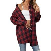 Algopix Similar Product 1 - Womens Oversized Plaid Shirts Casual