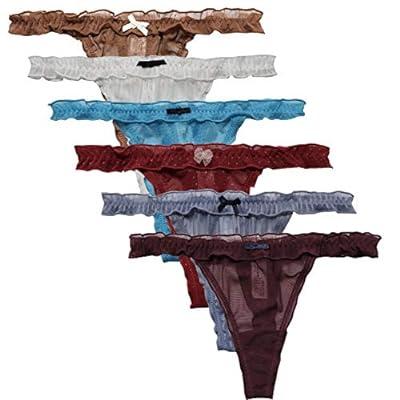 Best Deal for UWOCEKA 6 Pack Sexy Women's Thongs Ruffle Frilly Mesh