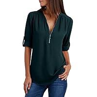 Algopix Similar Product 1 - Womens Summer Casual Short Sleeve V