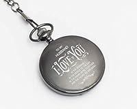 Algopix Similar Product 12 - Engraved Pocket Watch with Chain for