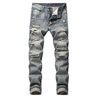 Algopix Similar Product 4 - Mens Ripped Straight Leg Moto Jeans