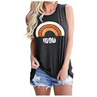 Algopix Similar Product 2 - Rishine Womens Tank Tops Good Vibes