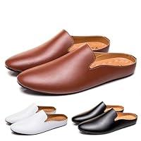 Algopix Similar Product 14 - Mens Leather Simple Flat Casual Mule