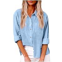 Algopix Similar Product 7 - Womens Cotton Linen Button Down Shirts