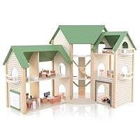 Algopix Similar Product 2 - Costzon Wooden Dollhouse for Kids