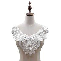 Algopix Similar Product 9 - White Embroidered Lace Neckline Collar