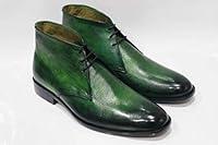 Algopix Similar Product 12 - Handmade Men Green Leather Chukka High
