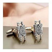 Algopix Similar Product 10 - Jewish Cufflinks Star of David Torah
